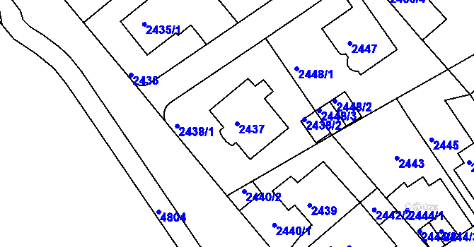 Parcela st. 2437 v KÚ Teplice, Katastrální mapa