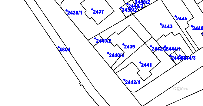 Parcela st. 2440 v KÚ Teplice, Katastrální mapa