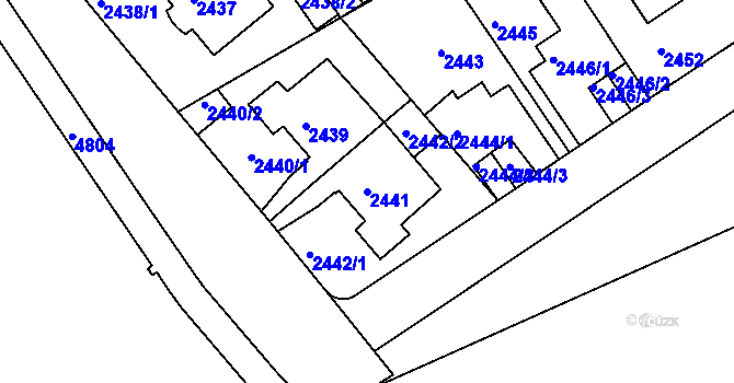 Parcela st. 2441 v KÚ Teplice, Katastrální mapa