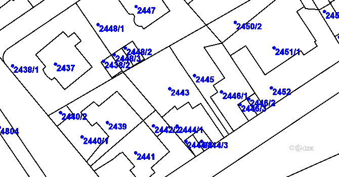 Parcela st. 2443 v KÚ Teplice, Katastrální mapa