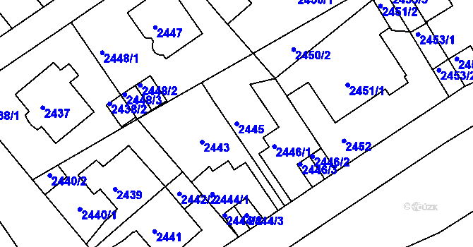 Parcela st. 2445 v KÚ Teplice, Katastrální mapa