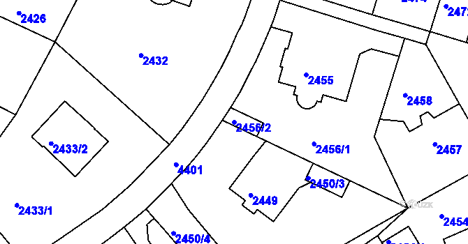 Parcela st. 2456/2 v KÚ Teplice, Katastrální mapa