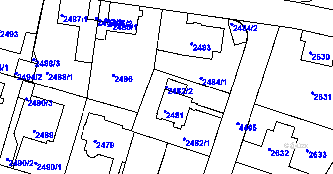 Parcela st. 2482/2 v KÚ Teplice, Katastrální mapa