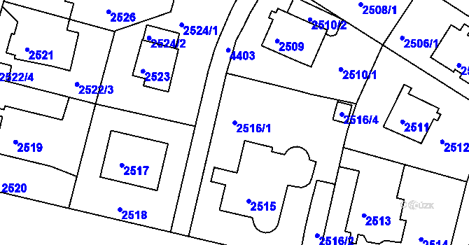 Parcela st. 2516/1 v KÚ Teplice, Katastrální mapa