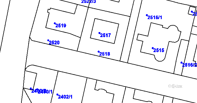 Parcela st. 2518 v KÚ Teplice, Katastrální mapa