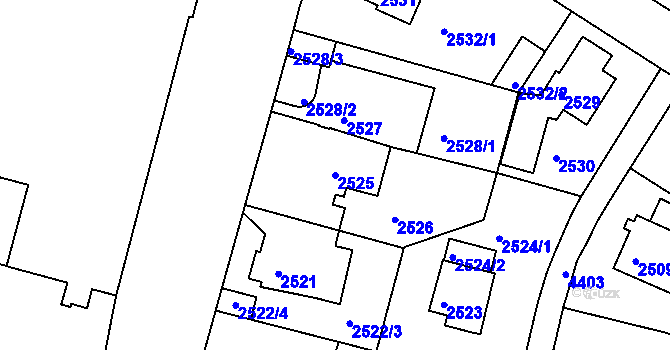 Parcela st. 2525 v KÚ Teplice, Katastrální mapa
