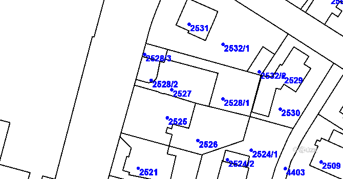 Parcela st. 2527 v KÚ Teplice, Katastrální mapa
