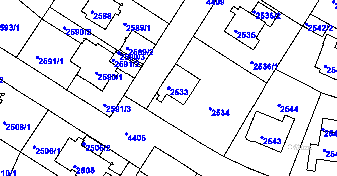 Parcela st. 2533 v KÚ Teplice, Katastrální mapa