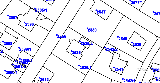 Parcela st. 2536/2 v KÚ Teplice, Katastrální mapa