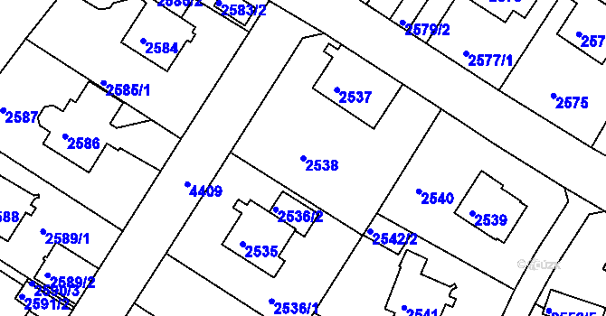 Parcela st. 2538 v KÚ Teplice, Katastrální mapa