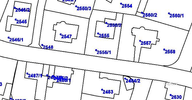 Parcela st. 2556/1 v KÚ Teplice, Katastrální mapa