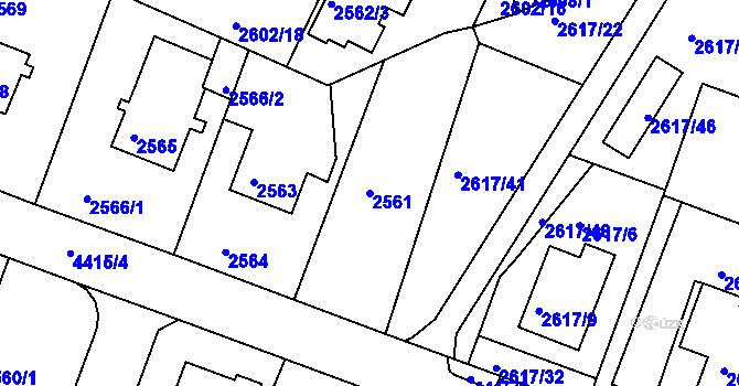 Parcela st. 2561 v KÚ Teplice, Katastrální mapa
