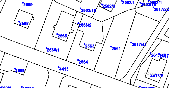 Parcela st. 2563 v KÚ Teplice, Katastrální mapa