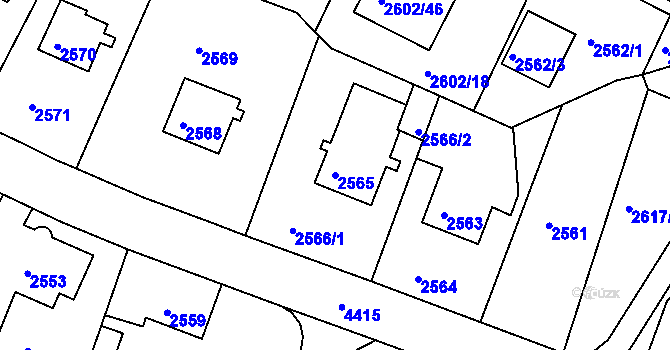Parcela st. 2565 v KÚ Teplice, Katastrální mapa