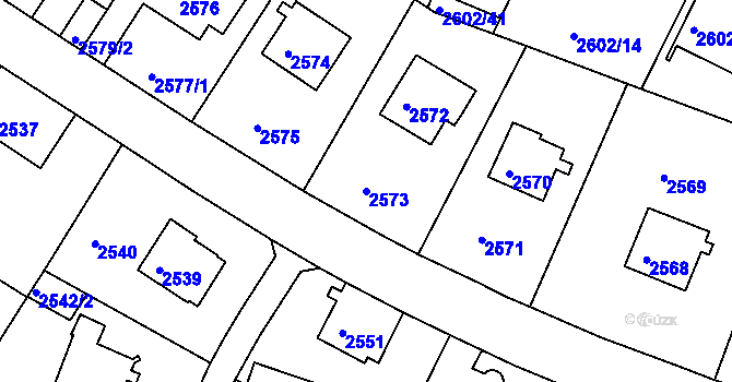 Parcela st. 2573 v KÚ Teplice, Katastrální mapa