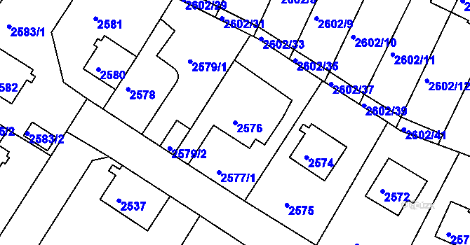 Parcela st. 2576 v KÚ Teplice, Katastrální mapa