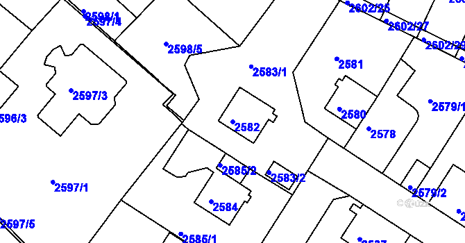 Parcela st. 2582 v KÚ Teplice, Katastrální mapa