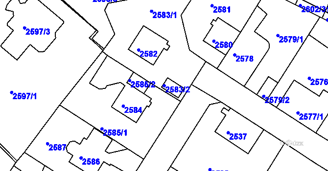Parcela st. 2583/2 v KÚ Teplice, Katastrální mapa