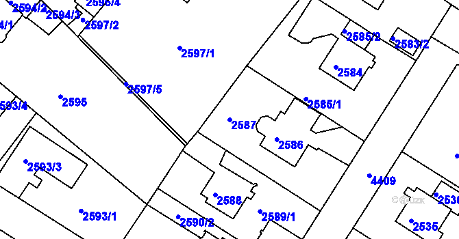 Parcela st. 2587 v KÚ Teplice, Katastrální mapa