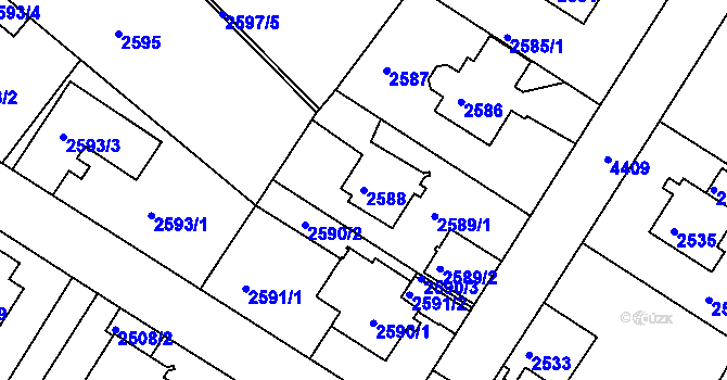 Parcela st. 2588 v KÚ Teplice, Katastrální mapa