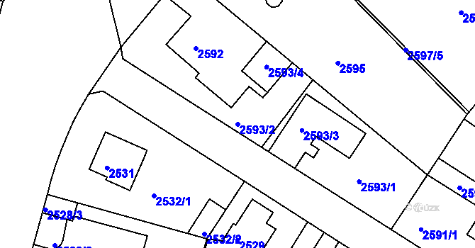Parcela st. 2593/2 v KÚ Teplice, Katastrální mapa