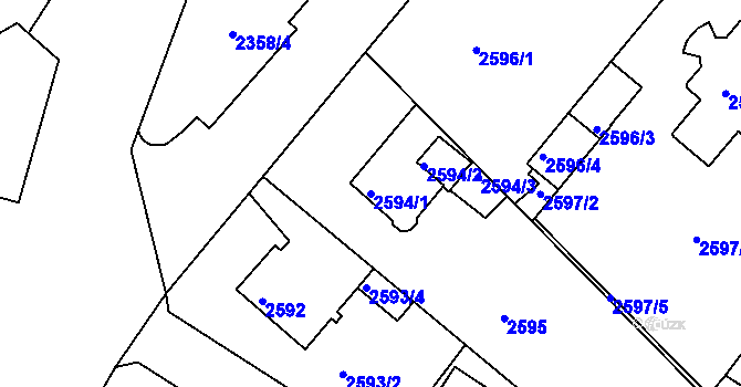 Parcela st. 2594/1 v KÚ Teplice, Katastrální mapa