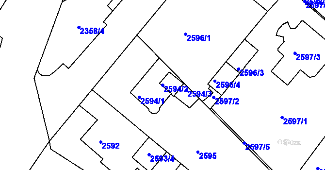 Parcela st. 2594/2 v KÚ Teplice, Katastrální mapa