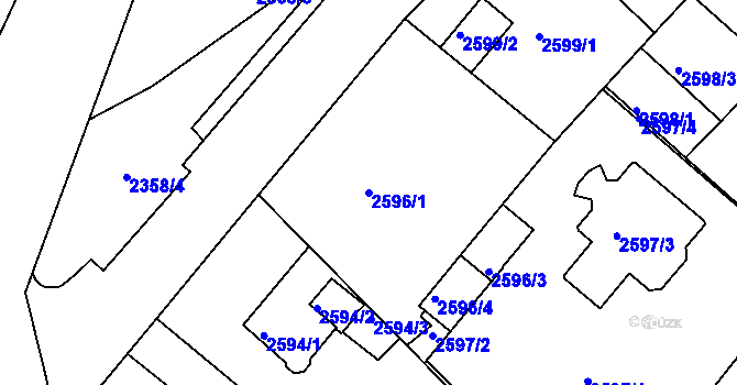 Parcela st. 2596/1 v KÚ Teplice, Katastrální mapa