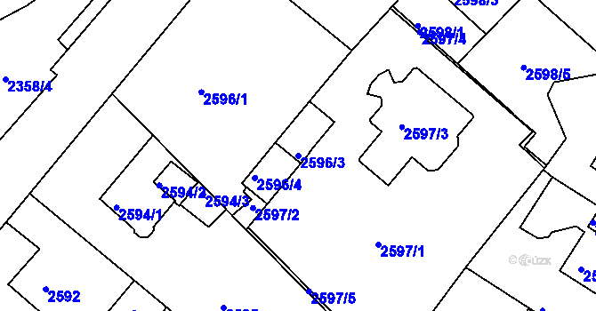 Parcela st. 2596/3 v KÚ Teplice, Katastrální mapa