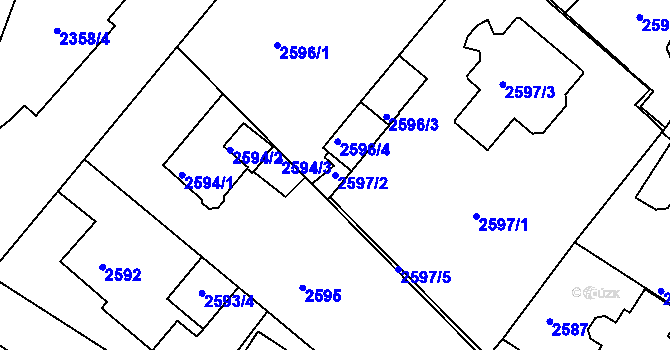 Parcela st. 2597/2 v KÚ Teplice, Katastrální mapa