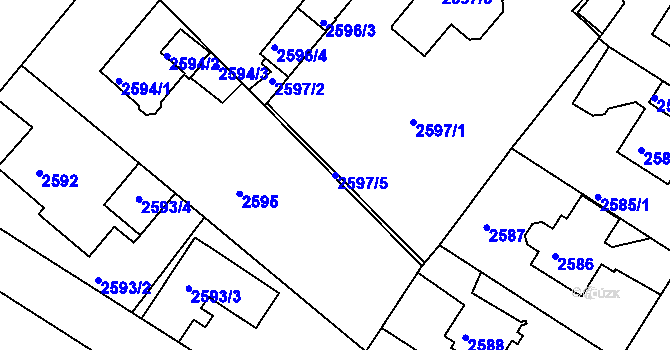 Parcela st. 2597/5 v KÚ Teplice, Katastrální mapa