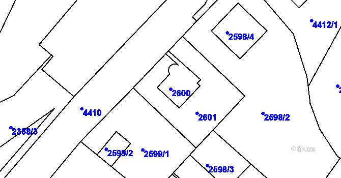 Parcela st. 2600 v KÚ Teplice, Katastrální mapa