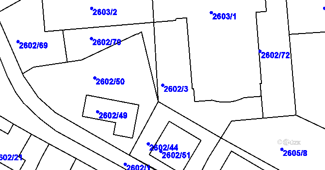 Parcela st. 2602/3 v KÚ Teplice, Katastrální mapa