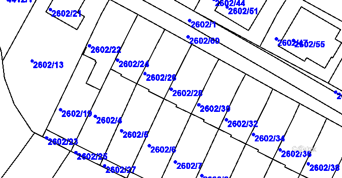 Parcela st. 2602/28 v KÚ Teplice, Katastrální mapa