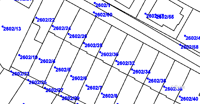 Parcela st. 2602/30 v KÚ Teplice, Katastrální mapa