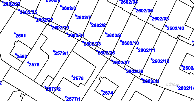 Parcela st. 2602/35 v KÚ Teplice, Katastrální mapa