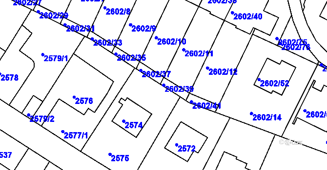 Parcela st. 2602/39 v KÚ Teplice, Katastrální mapa
