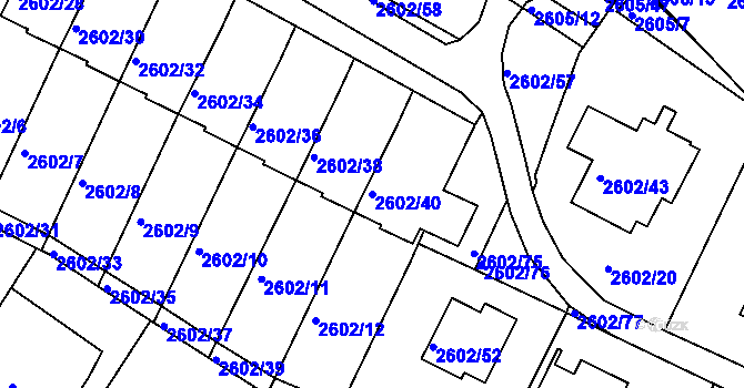 Parcela st. 2602/40 v KÚ Teplice, Katastrální mapa