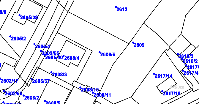Parcela st. 2608/6 v KÚ Teplice, Katastrální mapa