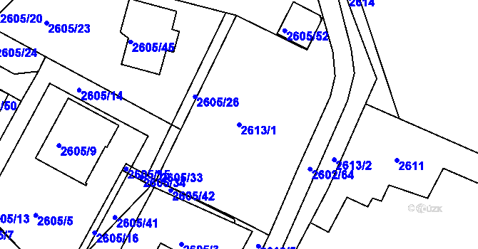 Parcela st. 2613/1 v KÚ Teplice, Katastrální mapa