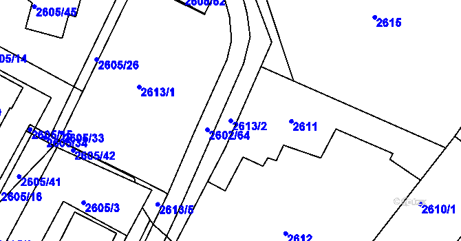 Parcela st. 2613/2 v KÚ Teplice, Katastrální mapa
