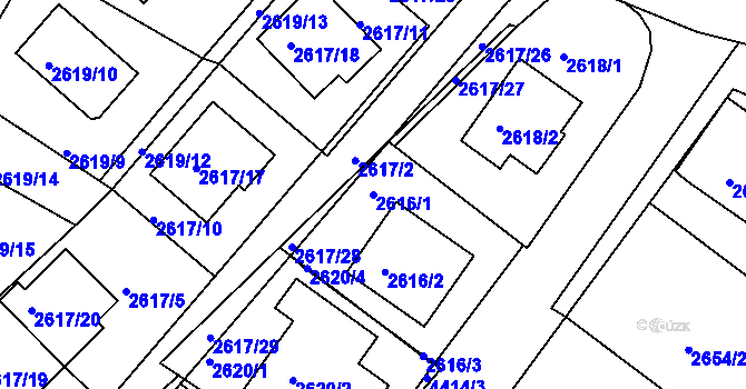 Parcela st. 2616/1 v KÚ Teplice, Katastrální mapa