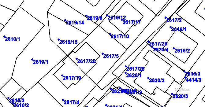 Parcela st. 2617/5 v KÚ Teplice, Katastrální mapa