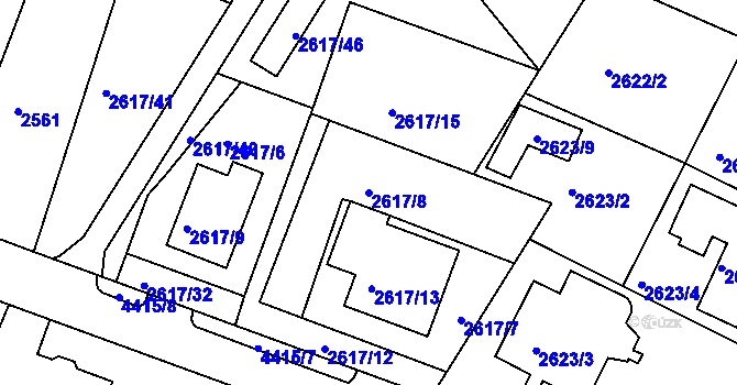 Parcela st. 2617/8 v KÚ Teplice, Katastrální mapa