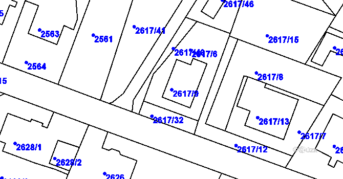 Parcela st. 2617/9 v KÚ Teplice, Katastrální mapa