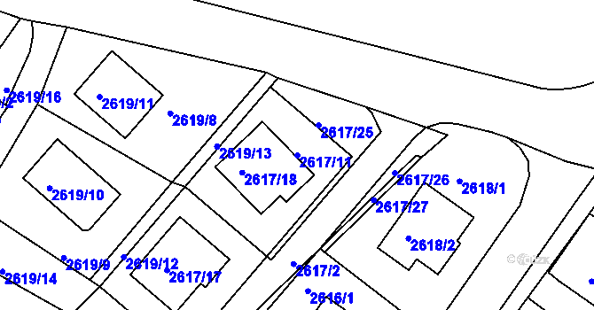Parcela st. 2617/11 v KÚ Teplice, Katastrální mapa
