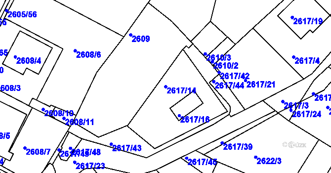 Parcela st. 2617/14 v KÚ Teplice, Katastrální mapa