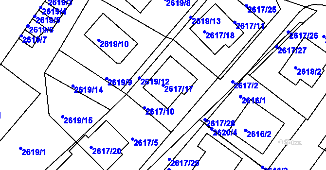 Parcela st. 2617/17 v KÚ Teplice, Katastrální mapa