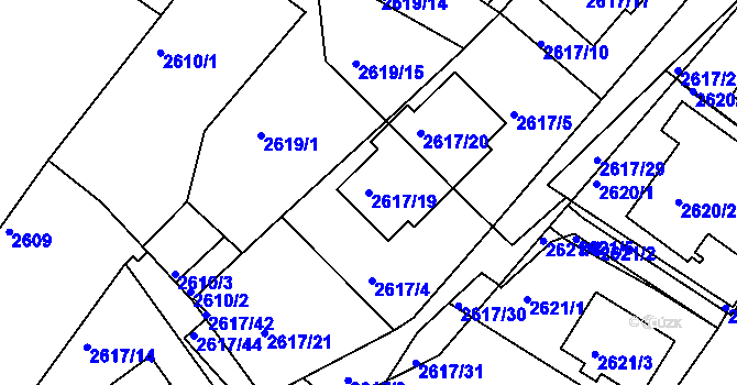 Parcela st. 2617/19 v KÚ Teplice, Katastrální mapa