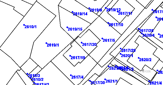 Parcela st. 2617/20 v KÚ Teplice, Katastrální mapa